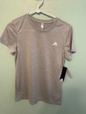 adidas Light Gray Performance Tee with White Logo